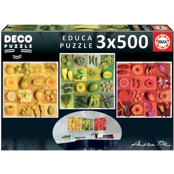 Educa 3x500 Parça Egzotik Çiçekler Dekoratif Puzzle
