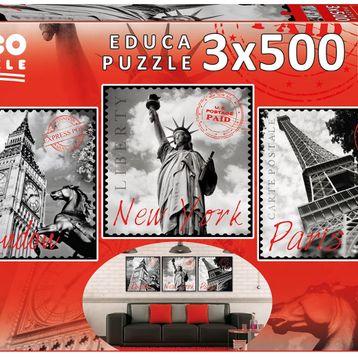 Educa Big Cities 3x500 Parça Puzzle