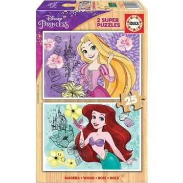 Educa Disney Prensesleri 2x25 Parça Ahşap Puzzle