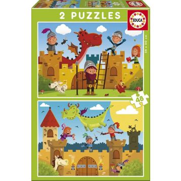 Educa EDU-17151 2x48 Parça Dragons and Knights Çocuk Puzzle Karton