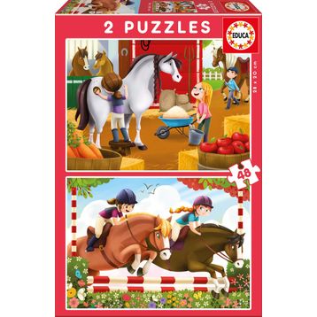 Educa Horse Grooming 2x48 Parça Çocuk Puzzle