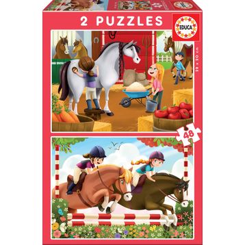 Educa Horse Grooming 2x48 Parça Çocuk Puzzle