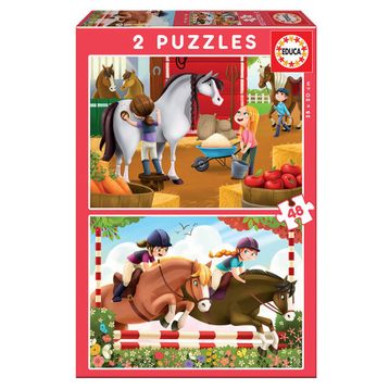 Educa Horse Grooming 2x48 Parça Çocuk Puzzle