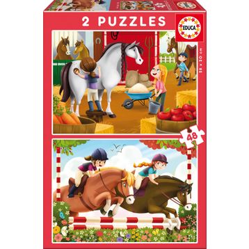 Educa Horse Grooming 2x48 Parça Çocuk Puzzle