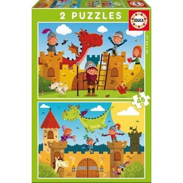 Educa W 17151 Dragons 2x 48 Parça İkili Puzzle