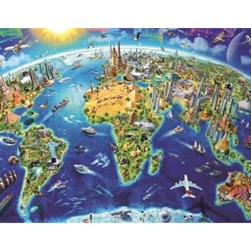 Educa World Landmarks Globe 2000 Parça Puzzle