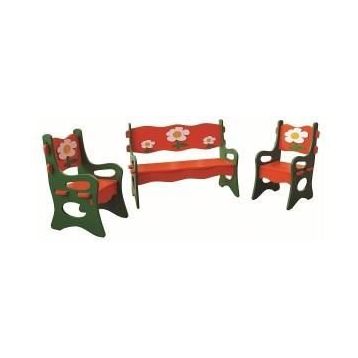 Edutoys 3Parça Demonte Ahşap Oturma Grubu