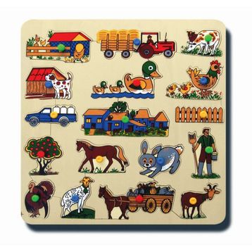 Edutoys Ahşap Kulplu Çiftlik Puzzle