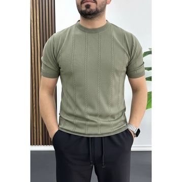Edwox Açık Yeşil EDW454 Erkek Bisiklet Yaka Desenli Tişört