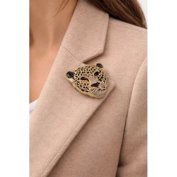 Efeaks Leopar Figürlü Taşlı Broş