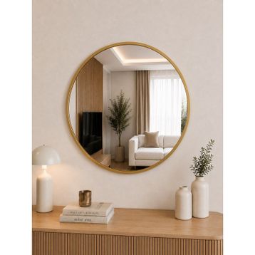 Effe Gold Metal Çerçeveli 50 cm Yuvarlak Ayna