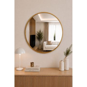 Effe Gold Metal Çerçeveli 60 cm Yuvarlak Ayna