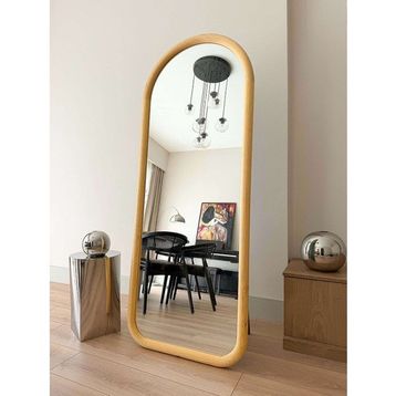 Effe Yapı Dekor Doğal Ahşap Çerçeveli 180x70 cm Naturel Ayaklı Boy Aynası