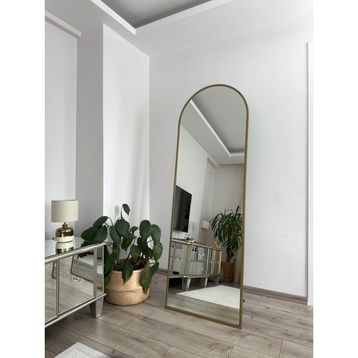 Effe Yapı Dekor Gold Metal Çerçeveli 180x60 cm Ayaklı Boy Aynası