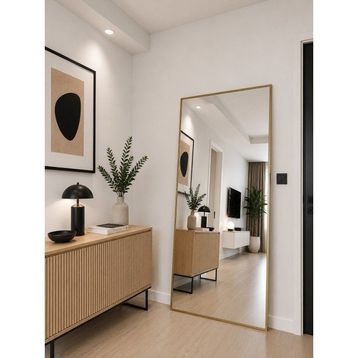 Effe Yapı Dekor Gold Metal Çerçeveli 180x80 cm Ayaklı Boy Aynası