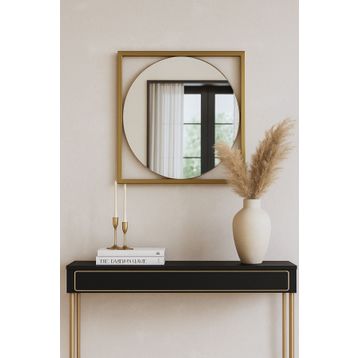 Effe Yapı Dekor Gold Metal Çerçeveli 50 cm Dekoratif Ayna