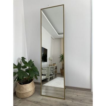 Effe Yapı Dekor Gold Metal Çerçeveli Dikdörtgen 180x50 cm Altın Ayaklı Boy Aynası