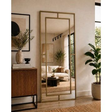 Effe Yapı Dekor Gold Metal Çerçeveli Yıldız 180x80 cm Dekoratif Ayna