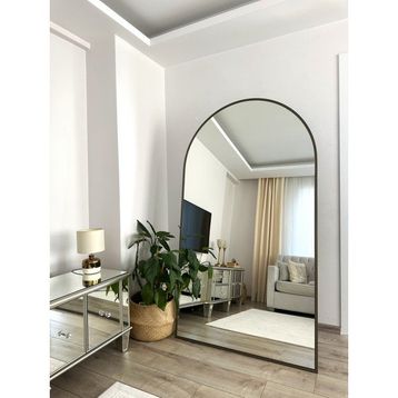 Effe Yapı Dekor Pirinç Eskitme Metal Çerçeveli 180x100 cm Oval Ayaklı Boy Aynası