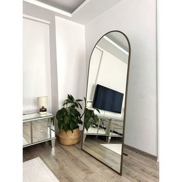 Effe Yapı Dekor Pirinç Eskitme Metal Çerçeveli 180x80 cm Oval Boy Aynası