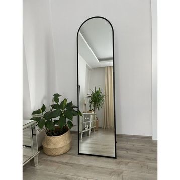 Effe Yapı Dekor Siyah Metal Çerçeveli 180x50 cm Ayaklı Oval Boy Aynası