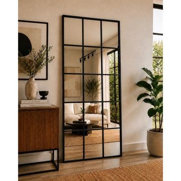 Effe Yapı Dekor Siyah Metal Çerçeveli 180x80 cm 5/3 Dekor Boy Aynası