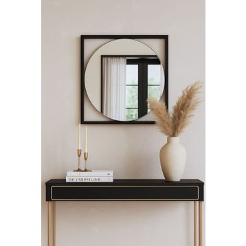 Effe Yapı Dekor Siyah Metal Çerçeveli 50 cm Dekoratif Ayna