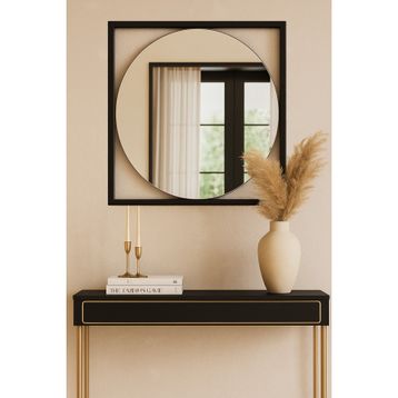Effe Yapı Dekor Siyah Metal Çerçeveli 70 cm Dekoratif Ayna