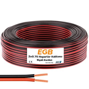 EGB EG-8855 2x0.75 Siyah 100 mt Hoparlör Kordon Kablosu
