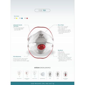 Ege 701 30'lu FFP3 Nr N99 Ventilli Maske