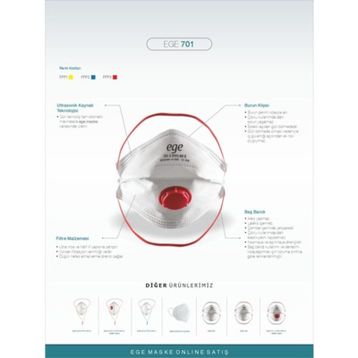 Ege 701 30'lu FFP3 Nr N99 Ventilli Maske