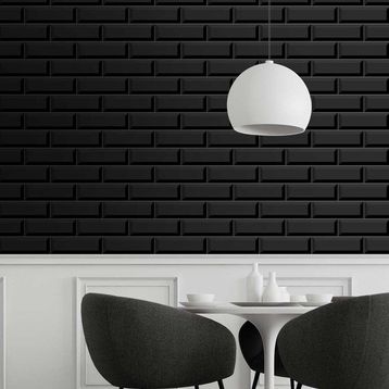 Ege Seramik 10x30 cm Siyah Metro Duvar Seramiği