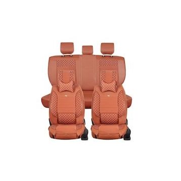 Egemenotoaksesuar KİA Capital Lüks Deri Ön/Arka Set Tarçın Oto Koltuk Kılıfı