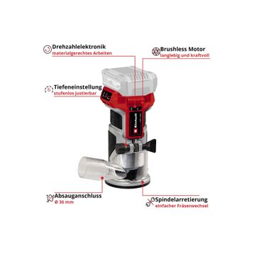 Einhell 4350412 TP-ET 18 Li BL Solo Kömürsüz Akülü Kenar Freze Makinesi