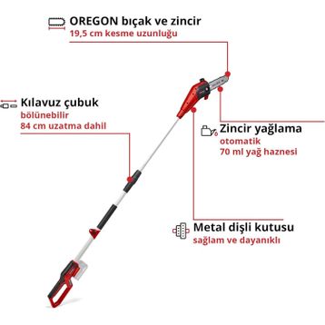 Einhell GC-LC 18/20 LI T Solo Akülü Yüksek Dal Budama Makinesi