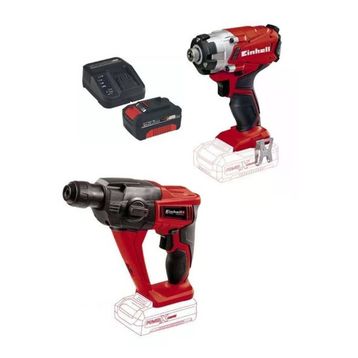 Einhell TE-HD 18'li Pnömatik Matkap + 4 Ah Starter Kit + Bez Çantalı Set + TE-CI 18/1'li Darbeli Vidalama