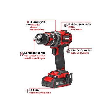 Einhell TP-CD 18/60 Li-i BL 2 Ah Akülü Darbeli Matkap