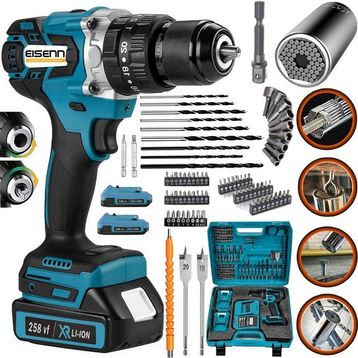 Eisenn Germany Technology Blue Kömürsüz BLX-Motor 328 Vf 20 Ah Çift Akülü Vidalama Üniversal Soket Hediyeli Metal Mandren Matkap