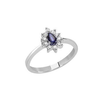 Ejed Diamond PIR1556 0.08 Karat Pırlantalı Damla Safir Kadın Yüzük