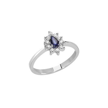 Ejed Diamond PIR1556 0.08 Karat Pırlantalı Damla Safir Kadın Yüzük