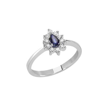 Ejed Diamond PIR1556 0.08 Karat Pırlantalı Damla Safir Kadın Yüzük