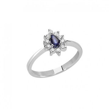 Ejed Diamond PIR1556 0.08 Karat Pırlantalı Damla Safir Kadın Yüzük