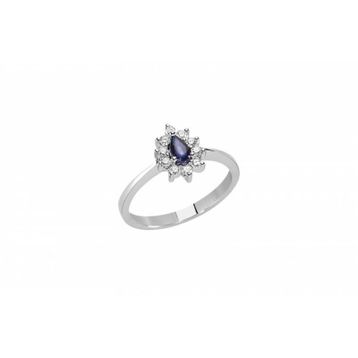 Ejed Diamond PIR1556 0.08 Karat Pırlantalı Damla Safir Kadın Yüzük