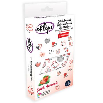 Eklips Çilek Aromalı Kalp Baskılı 10'lu Yetişkin Yüz Maskesi