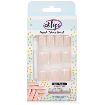 Eklips French Sedefli Pembe Küt Takma Tırnak