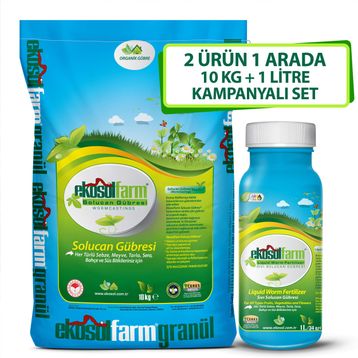 EkosolFarm Organik %100 Solucan Gübresi Toz 10 kg + 1 Litre Sıvı Organik Gübre
