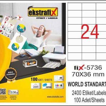 Ekstrafix FIX5736 70 x 36 mm Lazer Etiket