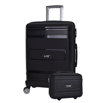 Elatae V305 Premium Polipropilen Kırılmaz Siyah Orta Boy ve Makyaj 2'li Valiz Seti