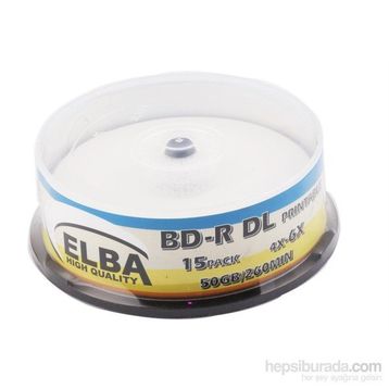 Elba Printable BD-R 50Gb 6x 15'li Blu-Ray Boş Cakebox