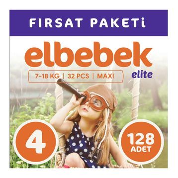 Elbebek Elite No:4 Maxi 128 Adet Bebek Bezi